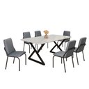 Ver imagem 2 de Conjunto Sala de Jantar Mesa 160x90cm Base Império Tampo Mdf Laca com Vidro Malibu