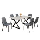 Ver imagem 2 de Conjunto Sala de Jantar Mesa 160x90cm Base Império Tampo MDF Laca com Vidro Malibu Preto/Grafite