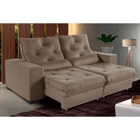 Sofá Retrátil e Reclinável 2,70m Suede Isis