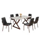 Ver imagem 2 de Conjunto Sala de Jantar Mesa 160x90cm Base Império Tampo MDF Laca com Vidro Malibu Marrom/Preto