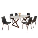 Ver imagem 2 de Conjunto Sala de Jantar Mesa 160x90cm Base Império Tampo Mdf Laca com Vidro Malibu