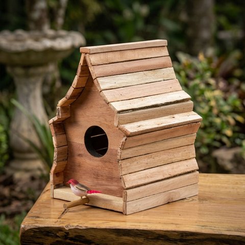 Casa Casinha de Passarinho Madeira Maciça Rústica Artesanal:34x22x25