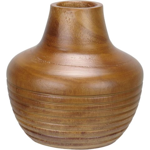 Vaso Decorativo de Madeira Natural 15x15x15cm Enfeite Sala Mesa Estante Aparador