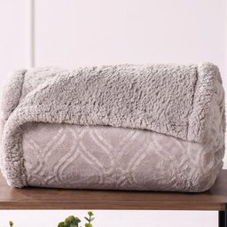 Manta Cobertor King Sherpa Realce Flannel Lã de Carneiro - 2
