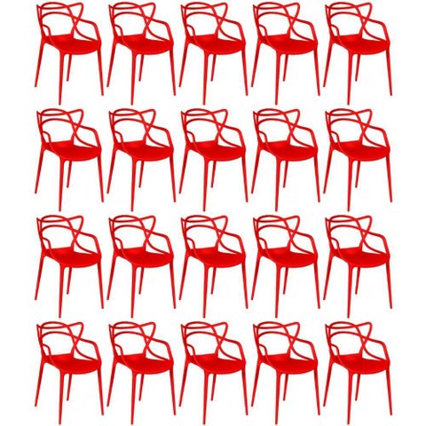 Kit 20 Cadeiras de Jantar Allegra Design Empilhável - Vermelho