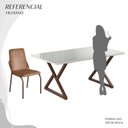 Ver imagem 5 de Conjunto Sala de Jantar Mesa 160x90cm Base Império Tampo MDF Laca com Vidro Malibu Marrom