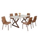 Ver imagem 2 de Conjunto Sala de Jantar Mesa 160x90cm Base Império Tampo MDF Laca com Vidro Malibu Marrom
