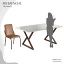 Ver imagem 5 de Conjunto Sala de Jantar Mesa 160x90cm Base Império Tampo Mdf Laca com Vidro Malibu