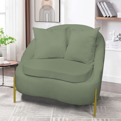 Poltrona Decorativa Orgânica Pé de Metal Dourado Zaya Bouclê C05 - D’Rossi