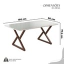 Ver imagem 3 de Conjunto Sala de Jantar Mesa 160x90cm Base Império Tampo MDF Laca com Vidro Malibu Marrom/Creme
