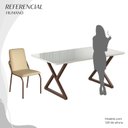 Ver imagem 5 de Conjunto Sala de Jantar Mesa 160x90cm Base Império Tampo MDF Laca com Vidro Malibu Marrom/Creme