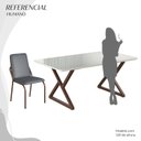 Ver imagem 5 de Conjunto Sala de Jantar Mesa 160x90cm Base Império Tampo MDF Laca com Vidro Malibu Marrom/Grafite