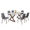 Ver imagem 2 de Conjunto Sala de Jantar Mesa 160x90cm Base Império Tampo MDF Laca com Vidro Malibu Marrom/Grafite