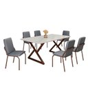 Ver imagem 2 de Conjunto Sala de Jantar Mesa 160x90cm Base Império Tampo Mdf Laca com Vidro Malibu