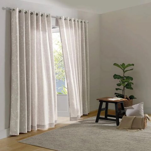 Cortina Jacquard - Vivian - 2,98m X 1,80m - Bege - P/ Varão - Dohler
