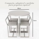 Ver imagem 2 de Conjunto Mesa 4 Cadeiras Estofado Tampo Pinus Redondo Industrial Black