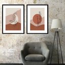 Ver imagem 1 de Kit 2 Quadros Boho Sol e Lua - 60x48cm:madeira Branca