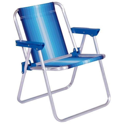 Cadeira de Praia Alta Infantil Cores Dobrável Alumínio Mor Cor:azul Azul