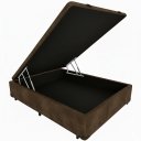 Ver imagem 1 de Cama Box Baú Casal Blindado com Pistão a Gás:suede Marrom/casal