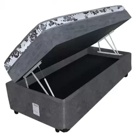 Ver imagem 3 de BOX BAU CONJUGADA ESPUMA DUPLA SOLTEIRO KING SUEDE (110KG - 0.96X2.03X56):PRETO