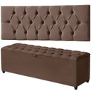 Ver imagem 2 de Cabeceira Solteiro Paris Estofada Painel com Recamier Baú 80cm para Cama Box Marrom - Arkell