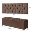 Ver mais imagens de Cabeceira Solteiro Paris Estofada Painel com Recamier Baú 80cm para Cama Box Marrom - Arkell