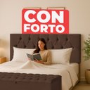 Ver imagem 4 de Cabeceira Solteiro Paris Estofada Painel com Recamier Baú 80cm para Cama Box Marrom - Arkell