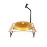 GABINETE COM CUBA DE VIDRO CHAPEU 10MM COM TAMPO 40CM DOURADO REAL MAIS TORNEIRA METAL PRETA - 1