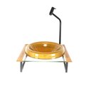Ver imagem 1 de GABINETE COM CUBA DE VIDRO CHAPEU 10MM COM TAMPO 40CM DOURADO REAL MAIS TORNEIRA METAL PRETA