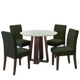 Conjunto de Mesa Sala de Jantar 4 Cadeiras Redonda 1,03m - 1