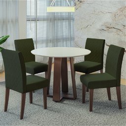 Conjunto de Mesa Sala de Jantar 4 Cadeiras Redonda 1,03m - 2