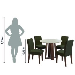 Conjunto de Mesa Sala de Jantar 4 Cadeiras Redonda 1,03m - 6