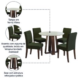Conjunto de Mesa Sala de Jantar 4 Cadeiras Redonda 1,03m - 5