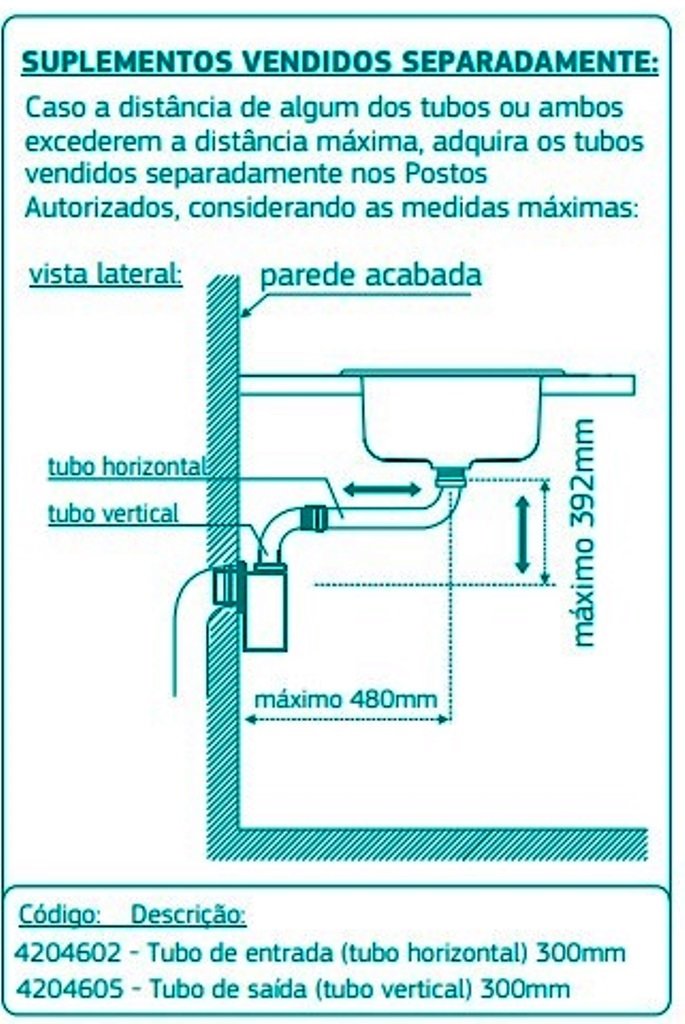 Tubo Entrada Longo Cromado para Sifão Articulado de Cozinha 1682 Deca - 4204602 - 2