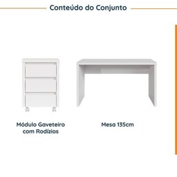 Mesa de Escritório 135cm com Gaveteiro com Rodízio Ficus CabeCasa MadeiraMadeira - 2