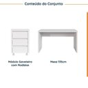 Ver imagem 2 de Escrivaninha Mesa Escritório com Gaveteiro com Rodízio Ficus 135cm CabeCasa MadeiraOriginals Branco