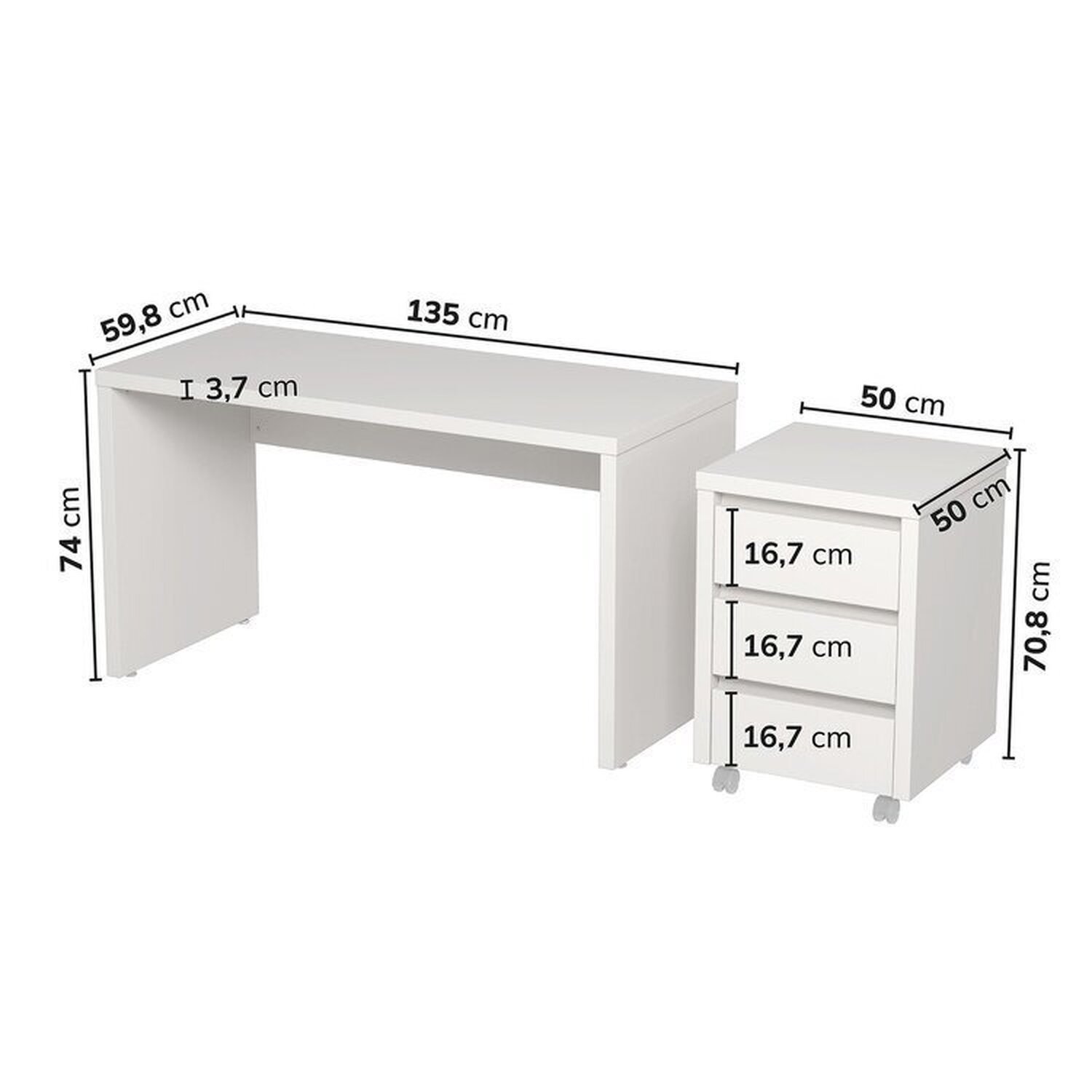 Mesa de Escritório 135cm com Gaveteiro com Rodízio Ficus Cabecasa Madeiramadeira - 3