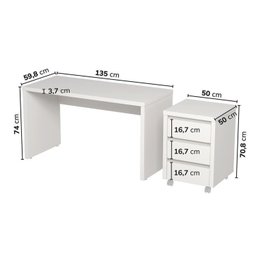 Mesa de Escritório 135cm com Gaveteiro com Rodízio Ficus CabeCasa MadeiraMadeira - 3