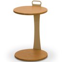 Ver imagem 2 de Mesa Lateral Redonda para Sala Living Orby L06 Couro Camel - Lyam Decor
