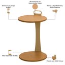 Ver imagem 3 de Mesa Lateral Redonda para Sala Living Orby L06 Couro Camel - Lyam Decor