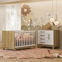 Ver imagem 1 de Quarto de Bebê Qencanto Slim com Cômoda 4355 e Berço Mini Cama 4315 Qmovi Freijó Branco Acetinado