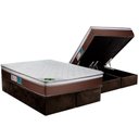 Ver imagem 1 de Cama Box Baú Queen: Colchão Molas Luckspuma MasterPocket Ensacadas Caribe + Base CRC Suede Brown(158
