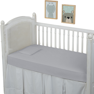 Lençol para Berço 100% Algodão Percal 300 Fios 2 Peças com Fronha:cinza