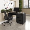 Ver imagem 1 de Escrivaninha Mesa Escritório com Gaveteiro com Rodízio Ficus 135cm CabeCasa MadeiraOriginals Preto