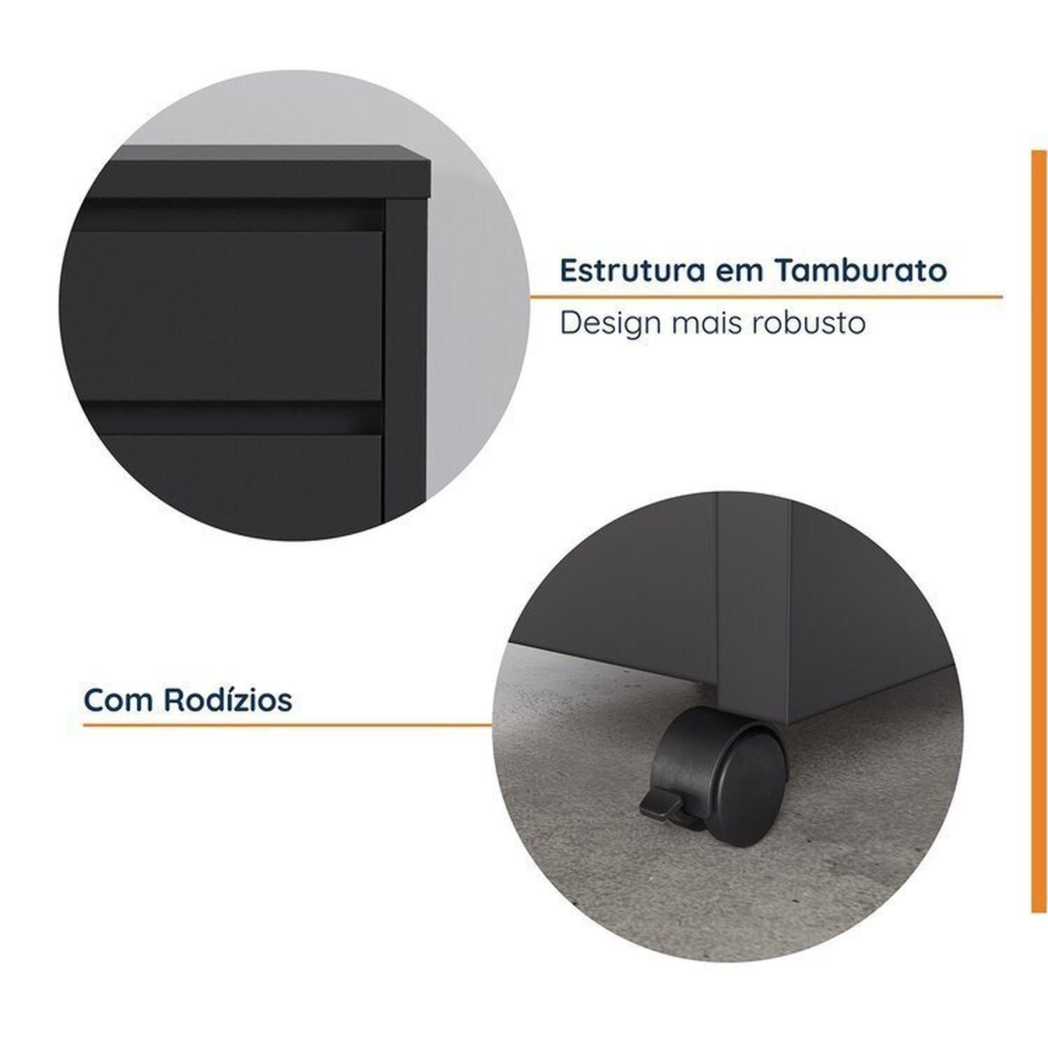 Mesa de Escritório 135cm com Gaveteiro com Rodízio Ficus Cabecasa Madeiramadeira - 4