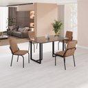 Ver imagem 1 de Conjunto Sala de Jantar Mesa 120x90cm Base Lunna Tampo MDF com Vidro Malibu Preto/Marrom