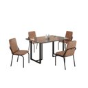Ver imagem 2 de Conjunto Sala de Jantar Mesa 120x90cm Base Lunna Tampo MDF com Vidro Malibu Preto/Marrom