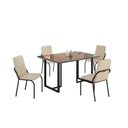 Ver imagem 2 de Conjunto Sala de Jantar Mesa 120x90cm Base Lunna Tampo MDF com Vidro Malibu Preto/Creme