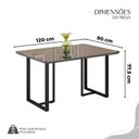 Ver imagem 3 de Conjunto Sala de Jantar Mesa 120x90cm Base Lunna Tampo MDF com Vidro Malibu Preto/Grafite