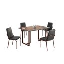 Ver imagem 2 de Conjunto Sala de Jantar Mesa 120x90cm Base Lunna Tampo MDF com Vidro Malibu Marrom/Preto